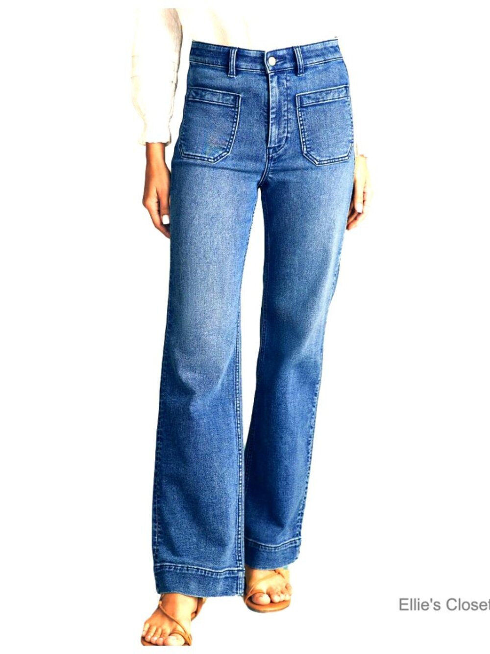 High Waisted Stretchy Wide Leg Jeans with Pockets